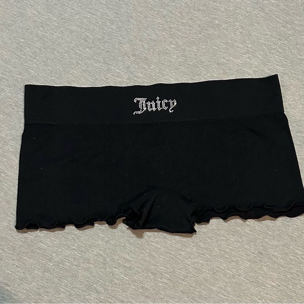 Juicy Couture Rhinestone Logo Bra & Boyshort Set Black Y2K 34C M - Picture 5 of 8
